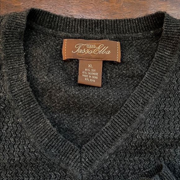 Tasso Elba S.P.A. Collection Luxury Silk Cashmere V-Neck Sweater Men's XL - Picture 6 of 11